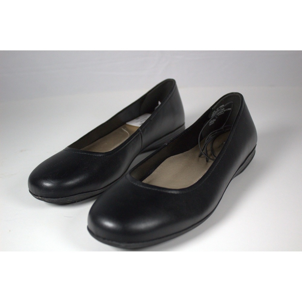 East 5th Erin Womens US 10 M Ballet Flats Black Leather Round Toe Slip On Shoes